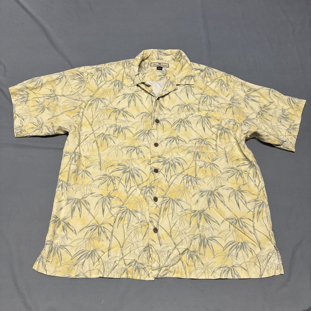 Tommy Bahama Mens Short Sleeve 100% Silk Bamboo All Over Shirt Size Medium
